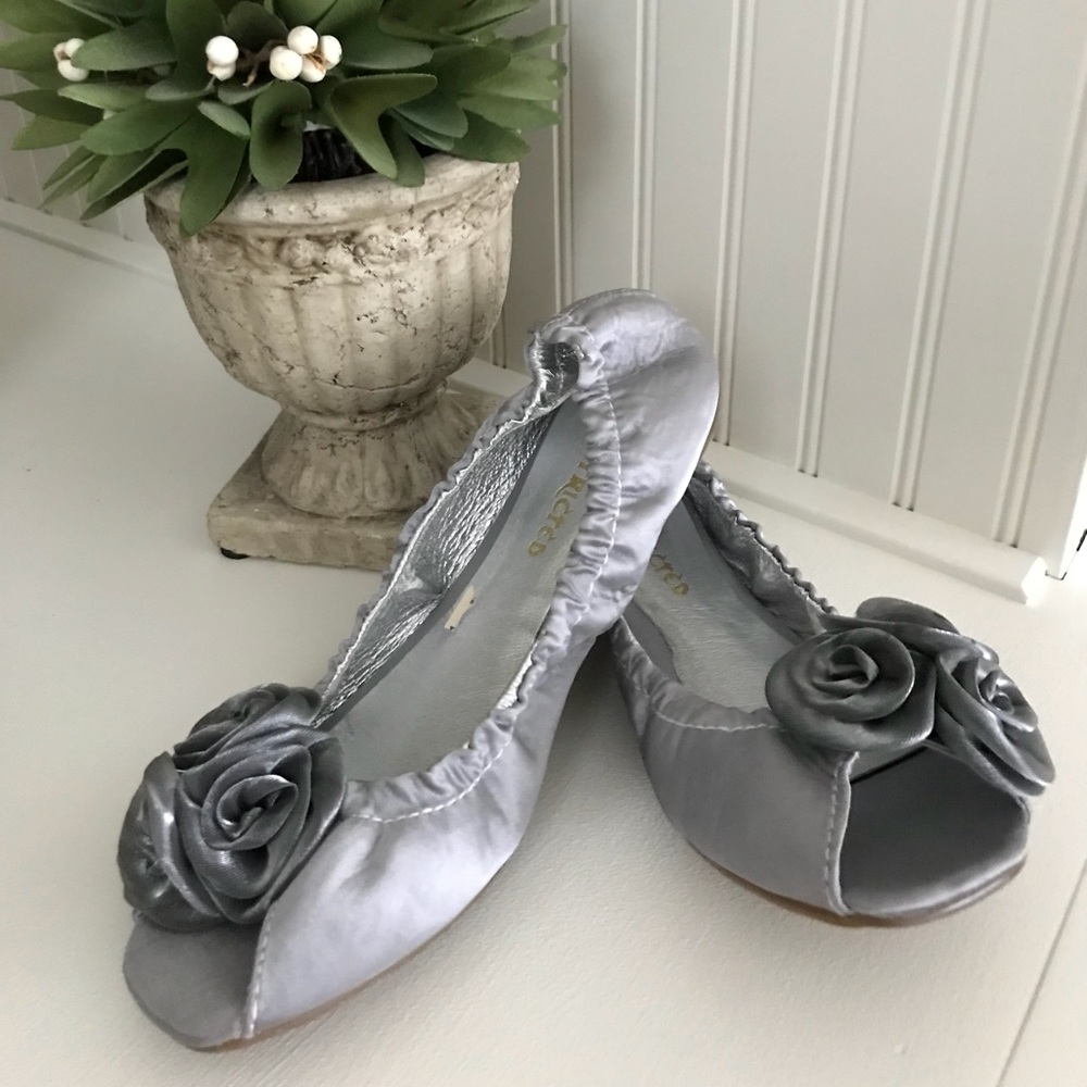 Satin Grey Flats